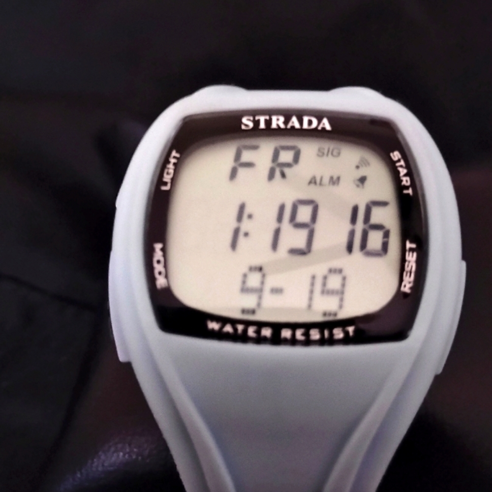 Strada Digital Watch with White Band